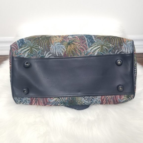 Bellissimo Vintage Palm Tropical Pattern Weekend CarryOn Retro Duffle Bag Travel - Picture 4 of 8